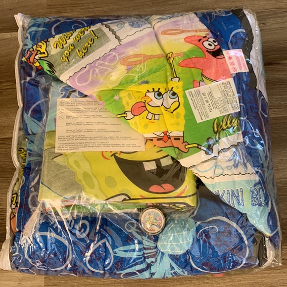 SpongeBob SquarePants Sheet & Comforter Set Twin Nickelodeon Sponge Bob 2002 New - Picture 5 of 10